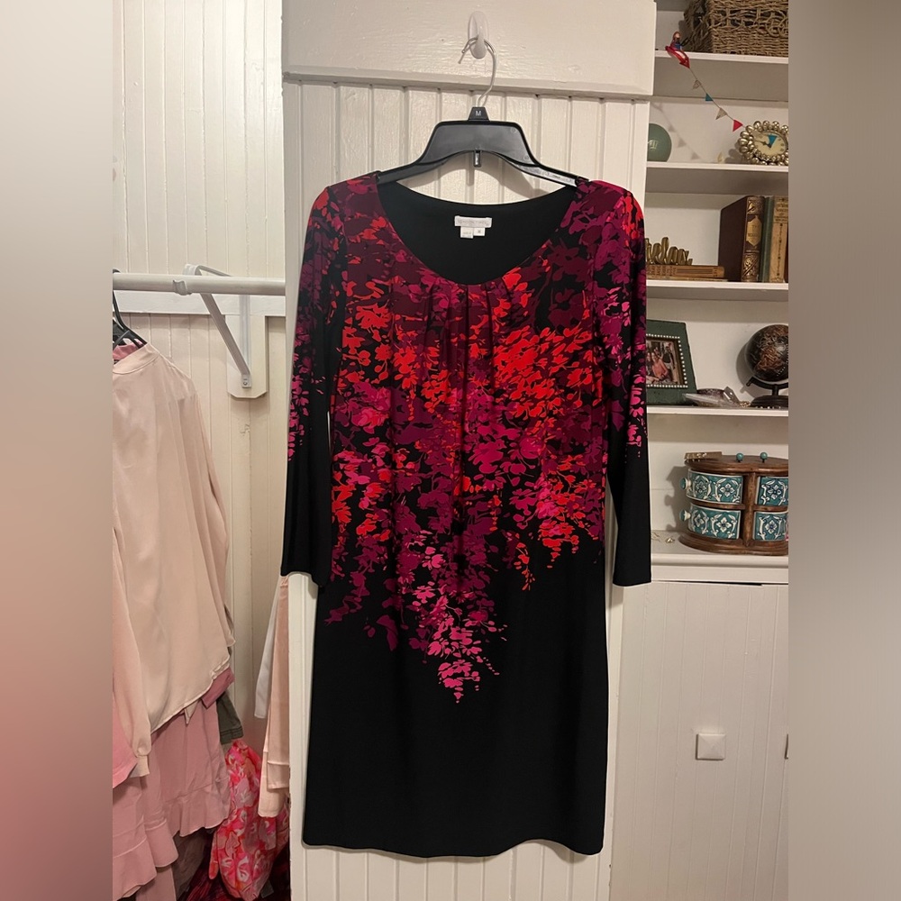 Midi pink/orange floral cocktail dress